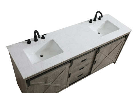 Elegant Lighting Austin Vanity Cabinet 2Dr 2Dw 72 Inch x34 Inch x22 Inch in Rustic Grey Model: VF90572DRG