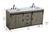 Elegant Lighting Austin Vanity Cabinet 2Dr 2Dw 72 Inch x34 Inch x22 Inch in Rustic Grey Model: VF90572DRG