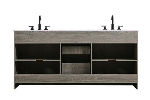 Elegant Lighting Austin Vanity Cabinet 2Dr 2Dw 72 Inch x34 Inch x22 Inch in Rustic Grey Model: VF90572DRG