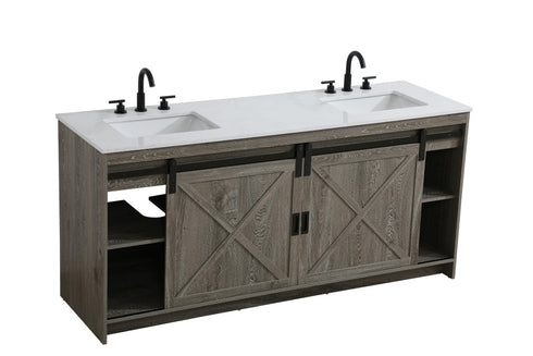 Elegant Lighting Austin Vanity Cabinet 2Dr 2Dw 72 Inch x34 Inch x22 Inch in Rustic Grey Model: VF90572DRG