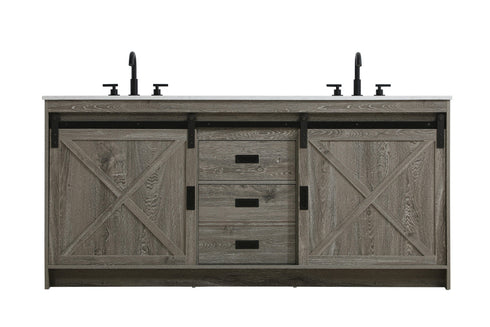 Elegant Lighting Austin Vanity Cabinet 2Dr 2Dw 72 Inch x34 Inch x22 Inch in Rustic Grey Model: VF90572DRG