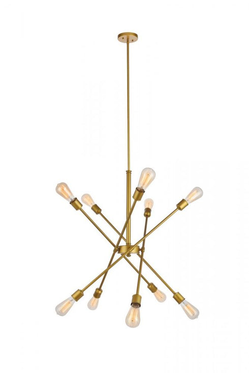 Elegant Lighting Axel 10 Lights in Brass Pendant Model: LD8019D28BR