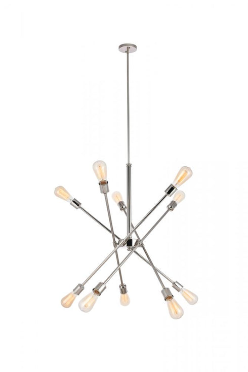 Elegant Lighting Axel 10 Lights polished Nickel Pendant Model: LD8018D28PN