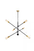 Elegant Lighting Axel 6 Lights Black Pendant in Black and Brass Finish Model: LD8009D42BK