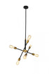 Elegant Lighting Axel 6 Lights Black Pendant in Black and Brass Finish Model: LD8015D18BK