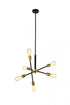 Elegant Lighting Axel 6 Lights Black Pendant in Black and Brass Finish Model: LD8015D18BK