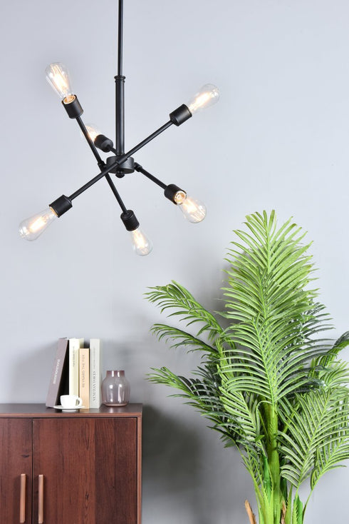 Elegant Lighting Axel 6 lights black pendant with hanging rod Model: LD8015D18BLA