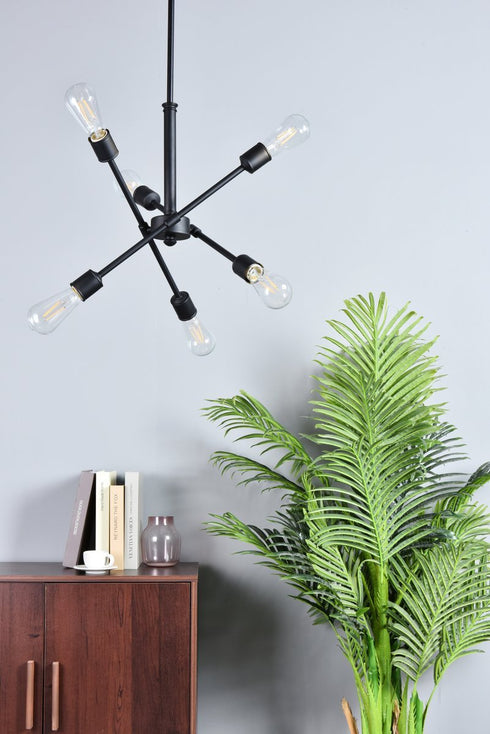 Elegant Lighting Axel 6 lights black pendant with hanging rod Model: LD8015D18BLA