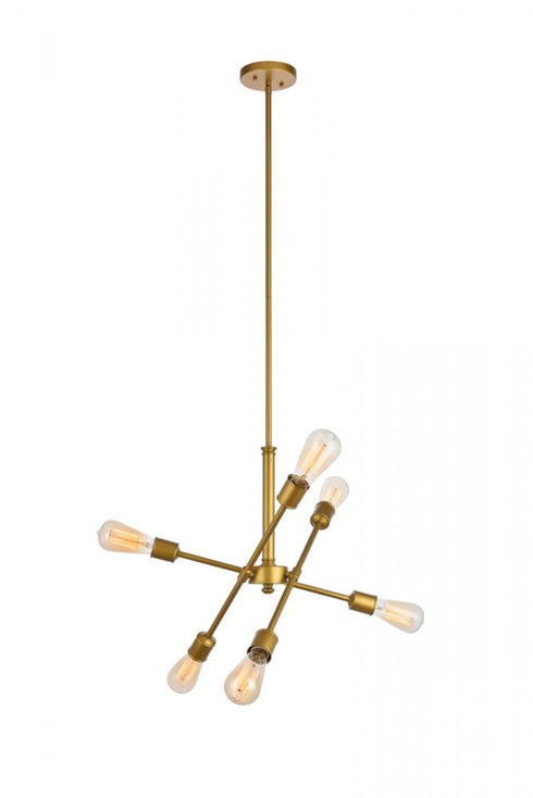 Elegant Lighting Axel 6 Lights in Brass Pendant Model: LD8017D18BR