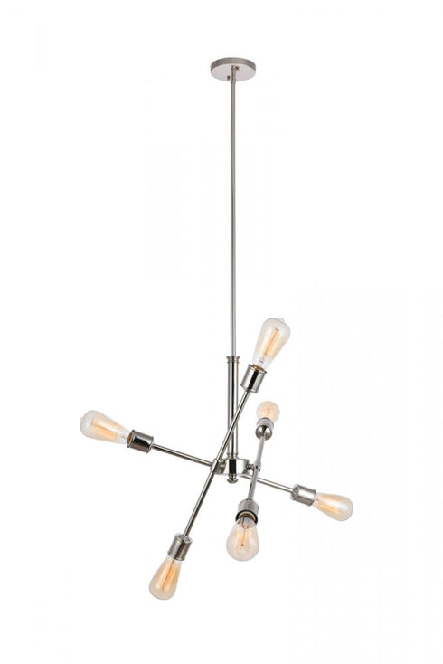 Elegant Lighting Axel 6 Lights polished Nickel Pendant Model: LD8016D18PN