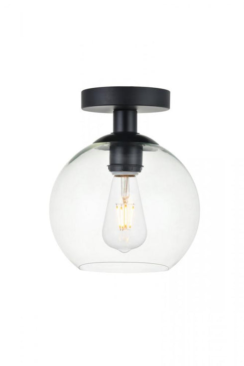 Elegant Lighting Baxter 1 Light Black Flush Mount With Clear Glass in Black and Clear Finish Model: LD2204BK