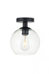 Elegant Lighting Baxter 1 Light Black Flush Mount With Clear Glass in Black and Clear Finish Model: LD2204BK