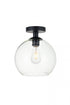 Elegant Lighting Baxter 1 Light Black Flush Mount With Clear Glass in Black and Clear Finish Model: LD2210BK