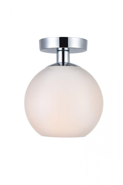 Elegant Lighting Baxter 1 Light Black Flush Mount With Frosted White Glass in Black and Frosted White Finish Model: LD2205BK