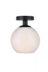 Elegant Lighting Baxter 1 Light Black Flush Mount With Frosted White Glass in Black and Frosted White Finish Model: LD2205BK