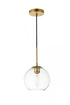 Elegant Lighting Baxter 1 Light Black Pendant With Clear Glass in Black and Clear Finish Model: LD2206BK