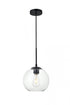 Elegant Lighting Baxter 1 Light Black Pendant With Clear Glass in Black and Clear Finish Model: LD2206BK