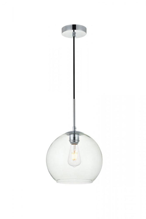 Elegant Lighting Baxter 1 Light Black Pendant With Clear Glass in Black and Clear Finish Model: LD2212BK