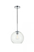 Elegant Lighting Baxter 1 Light Black Pendant With Clear Glass in Black and Clear Finish Model: LD2212BK