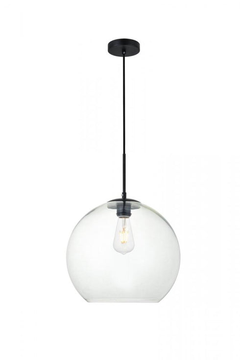 Elegant Lighting Baxter 1 Light Black Pendant With Clear Glass in Black and Clear Finish Model: LD2216BK