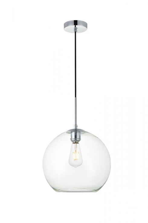 Elegant Lighting Baxter 1 Light Black Pendant With Clear Glass in Black and Clear Finish Model: LD2224BK