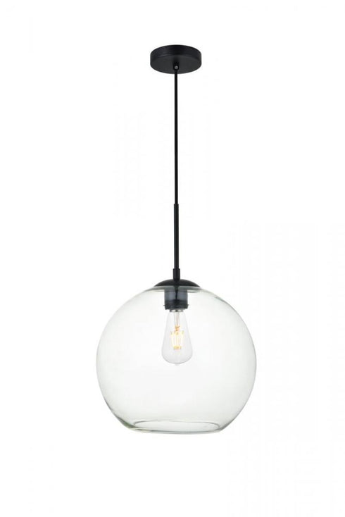 Elegant Lighting Baxter 1 Light Black Pendant With Clear Glass in Black and Clear Finish Model: LD2224BK