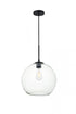 Elegant Lighting Baxter 1 Light Black Pendant With Clear Glass in Black and Clear Finish Model: LD2224BK