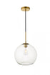 Elegant Lighting Baxter 1 Light Black Pendant With Clear Glass in Black and Clear Finish Model: LD2224BK