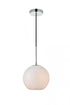 Elegant Lighting Baxter 1 Light Black Pendant With Frosted White Glass in Black and Frosted White Finish Model: LD2207BK