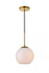 Elegant Lighting Baxter 1 Light Black Pendant With Frosted White Glass in Black and Frosted White Finish Model: LD2207BK