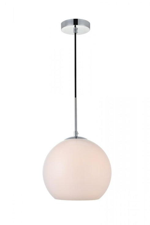 Elegant Lighting Baxter 1 Light Black Pendant With Frosted White Glass in Black and Frosted White Finish Model: LD2213BK