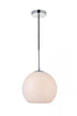 Elegant Lighting Baxter 1 Light Black Pendant With Frosted White Glass in Black and Frosted White Finish Model: LD2213BK