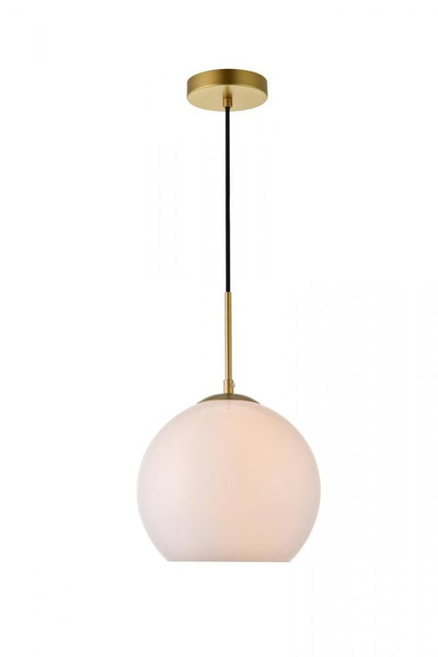 Elegant Lighting Baxter 1 Light Black Pendant With Frosted White Glass in Black and Frosted White Finish Model: LD2213BK