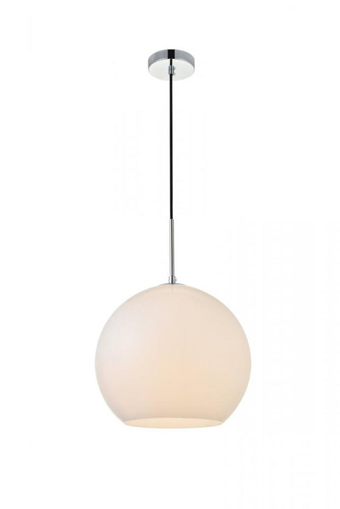 Elegant Lighting Baxter 1 Light Black Pendant With Frosted White Glass in Black and Frosted White Finish Model: LD2225BK