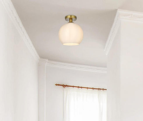 Elegant Lighting Baxter 10 inch Flush Mount Frosted White Shade in Satin Gold in Satin Gold and Frosted White Finish Model: LD2211SG