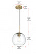 Elegant Lighting Baxter 10 inch Pendant Clear Shade in Satin Gold in Satin Gold and Clear Finish Model: LD2212SG