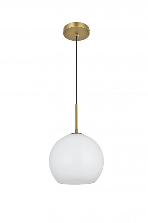 Elegant Lighting Baxter 10 inch Pendant Frosted White Shade in Satin Gold in Satin Gold and Frosted White Finish Model: LD2213SG