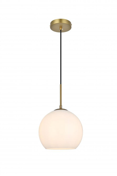 Elegant Lighting Baxter 10 inch Pendant Frosted White Shade in Satin Gold in Satin Gold and Frosted White Finish Model: LD2213SG
