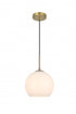 Elegant Lighting Baxter 10 inch Pendant Frosted White Shade in Satin Gold in Satin Gold and Frosted White Finish Model: LD2213SG
