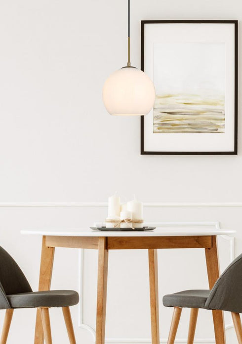 Elegant Lighting Baxter 10 inch Pendant Frosted White Shade in Satin Gold in Satin Gold and Frosted White Finish Model: LD2213SG