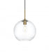Elegant Lighting Baxter 12 inch Pendant Clear Shade in Satin Gold in Satin Gold and Clear Finish Model: LD2224SG