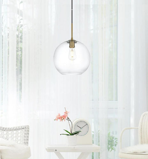 Elegant Lighting Baxter 12 inch Pendant Clear Shade in Satin Gold in Satin Gold and Clear Finish Model: LD2224SG