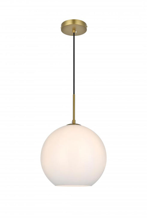 Elegant Lighting Baxter 12 inch Pendant Frosted White Shade in Satin Gold in Satin Gold and Frosted White Finish Model: LD2225SG