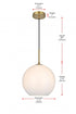 Elegant Lighting Baxter 12 inch Pendant Frosted White Shade in Satin Gold in Satin Gold and Frosted White Finish Model: LD2225SG