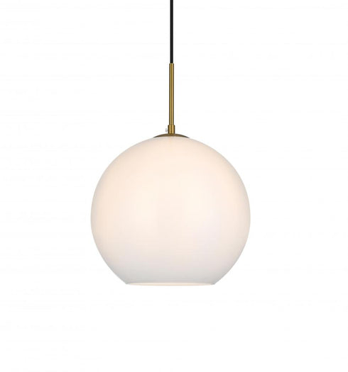 Elegant Lighting Baxter 12 inch Pendant Frosted White Shade in Satin Gold in Satin Gold and Frosted White Finish Model: LD2225SG