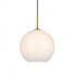 Elegant Lighting Baxter 12 inch Pendant Frosted White Shade in Satin Gold in Satin Gold and Frosted White Finish Model: LD2225SG