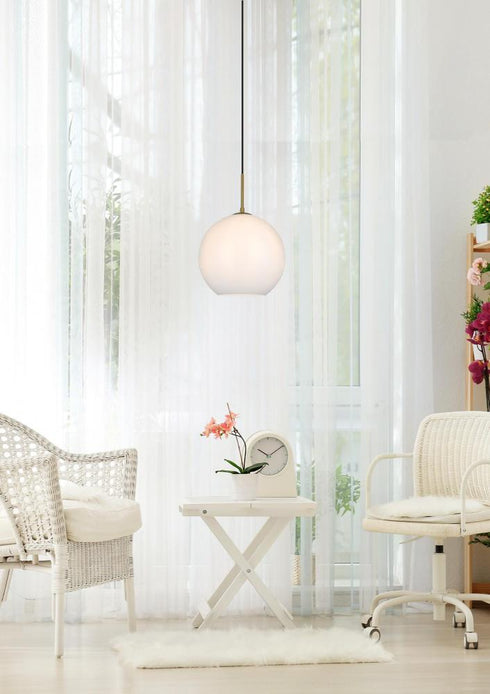 Elegant Lighting Baxter 12 inch Pendant Frosted White Shade in Satin Gold in Satin Gold and Frosted White Finish Model: LD2225SG