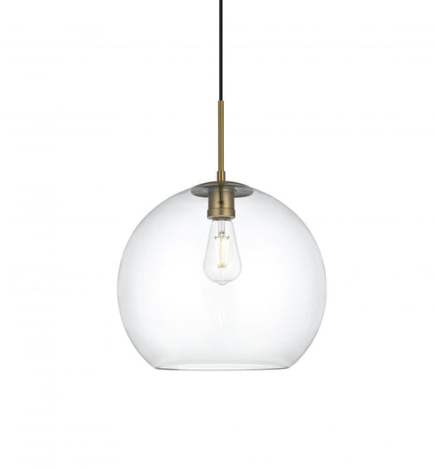 Elegant Lighting Baxter 14 inch Pendant Clear Shade in Satin Gold in Satin Gold and Clear Finish Model: LD2216SG
