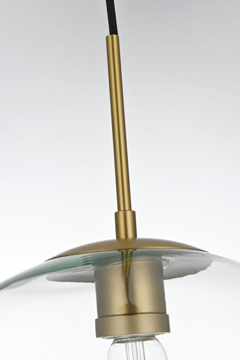 Elegant Lighting Baxter 14 inch Pendant Clear Shade in Satin Gold in Satin Gold and Clear Finish Model: LD2216SG