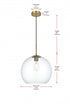 Elegant Lighting Baxter 14 inch Pendant Clear Shade in Satin Gold in Satin Gold and Clear Finish Model: LD2216SG